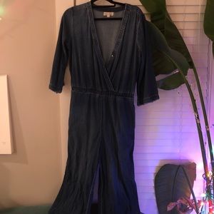 anthropology cloth+ stone denim jump suit